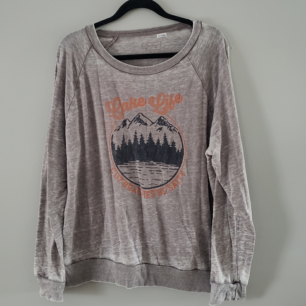 Women's Lake Life Gray Long Sleeve Pullover